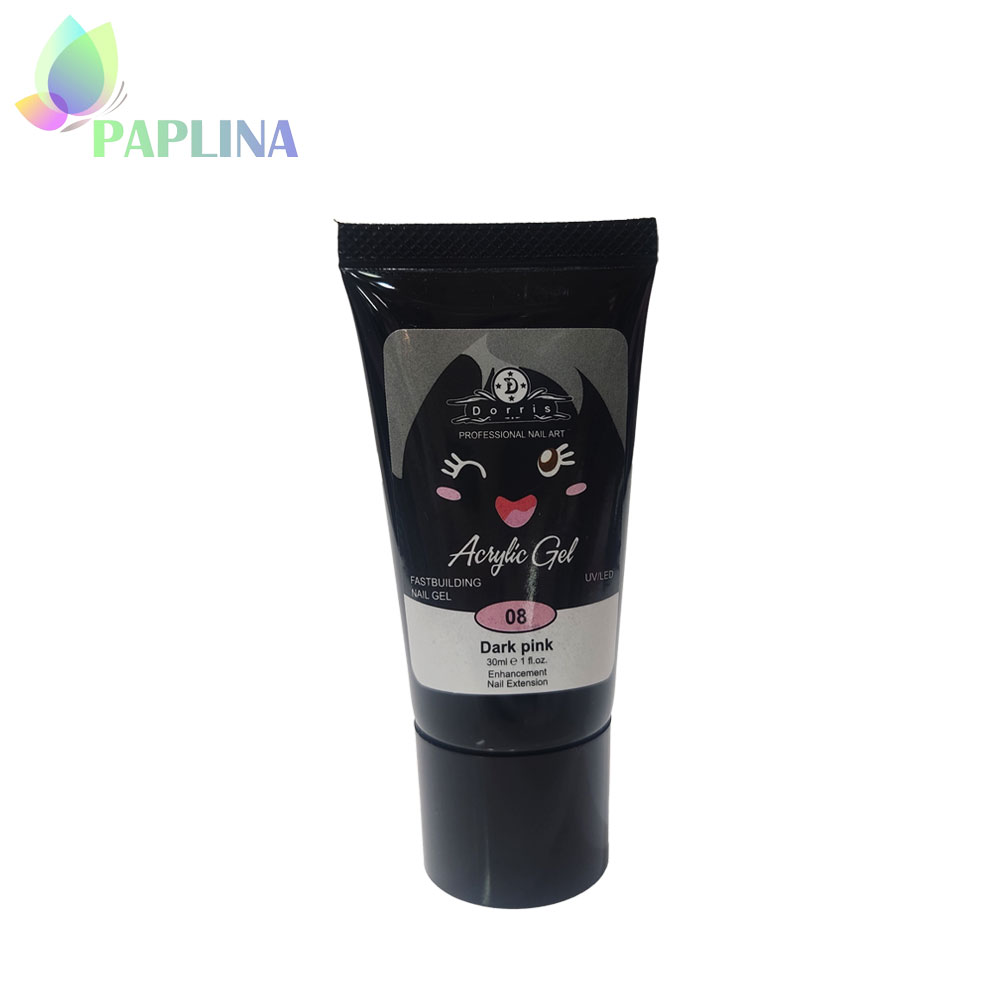 خرید پلی ژل ناخن 30میل کد08 dark pink دوریس DORRIS با قیمت رقابتی از پاپلینا